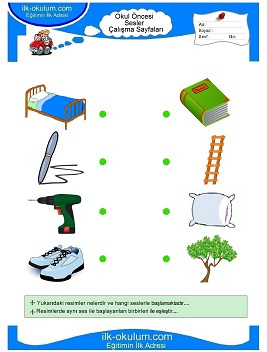 Çocuklar İçin Ses Eşleştirme Çalışma Sayfaları 